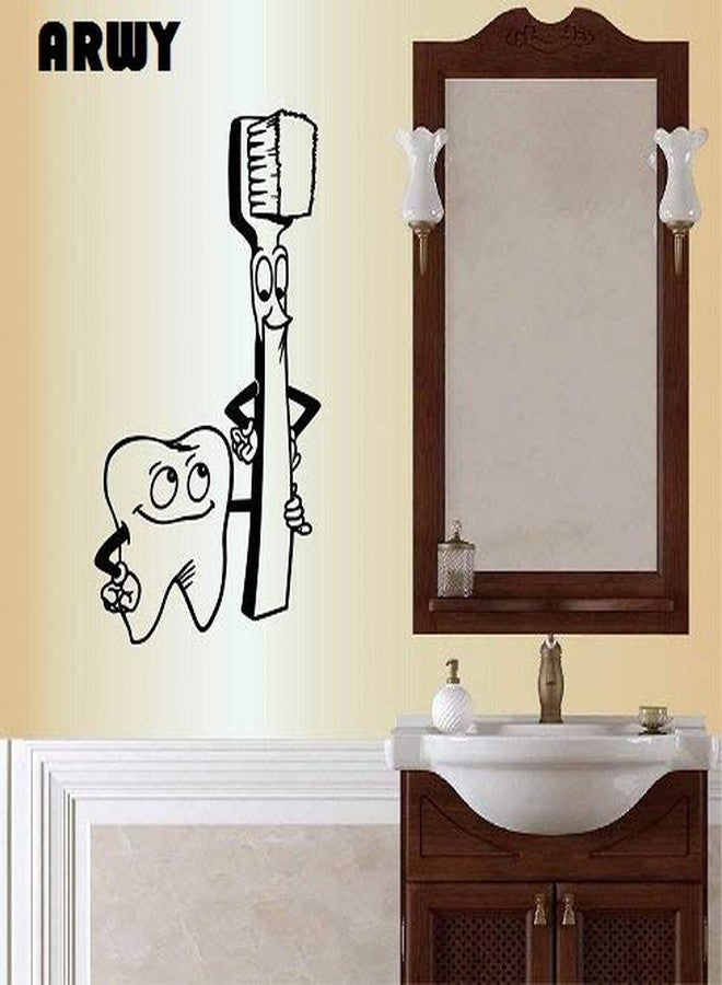 ARWY® Dental Wall Stickers for Clinic Wall Vinyl Decal Home Decor Art Sticker Cute Funny Tooth Tooth Brush Cartoon Dentist Dental Office Clinic Bathroom(40X62 cm)
